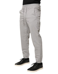 Dondup Light Gray Cotton Mid Waist Skinny Men Jogger Trouser Pants