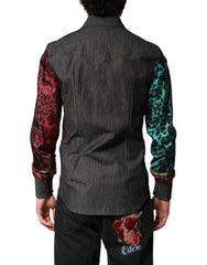 Dolce & Gabbana Multicolor Tiger Leopard Print Silk Men Shirt