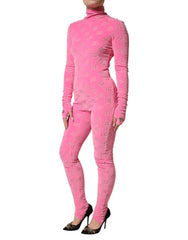 Dolce & Gabbana Pink Logo Monogram Long Sleeve Jumpsuit  Dress