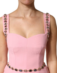 Dolce & Gabbana Pink Embellished Sheath Mermaid Gown Dress
