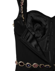 Dolce & Gabbana Black Embellished Sheath Mermaid Gown Dress