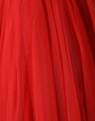 Dolce & Gabbana Red Floral Off Shoulder A-line Gown Dress