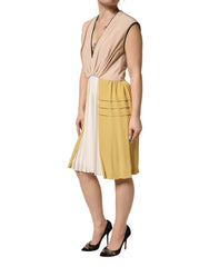 FILOS Multicolor Silk Deep V-neck Sleeveless Knee Length Dress