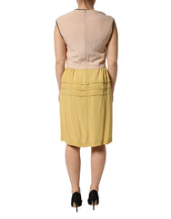 FILOS Multicolor Silk Deep V-neck Sleeveless Knee Length Dress