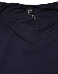 Roccobarocco Blue Viscose Embellished Off Shoulder Mini Dress