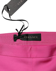 Versace Pink Viscose High Waist Straight Casual Trouser Pants