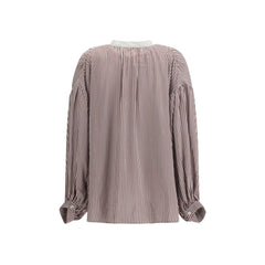 Kristina Ti Bordeaux Viscose Pattern Shirt