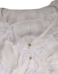 Dolce & Gabbana White Ruffles Lace Long Sleeve Blouse Top