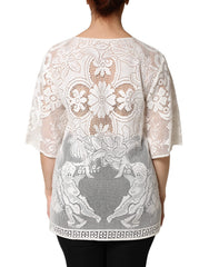 Dolce & Gabbana White Embroidery Lace Cotton Blouse Top