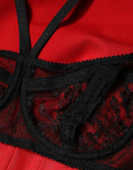 Dolce & Gabbana Red Black Nylon Bralette-Style Cropped Top