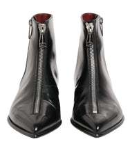 Dolce & Gabbana Black Leather Chelsea Short Ankle Boots Shoes