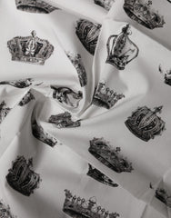 Dolce & Gabbana White Crown Cotton Square Foulard Scarf