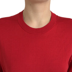 Dolce & Gabbana Red Silk Crew Neck Short Sleeves Top T-shirt