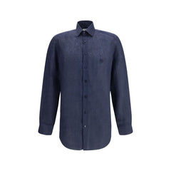 Etro Blue Linen Dress Shirt