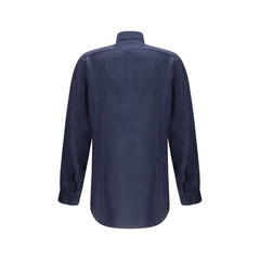 Etro Blue Linen Dress Shirt