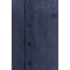 Etro Blue Linen Dress Shirt