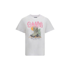 Ganni White Cotton T-Shirt