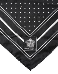 Dolce & Gabbana Scarf Black Poka Dot Men Square Handkerchief