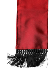 Dolce & Gabbana Red Silk Fringes Neck Wrap Foulard Scarf