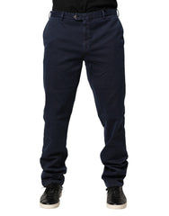 Santaniello Dark Blue Mid Waist Skinny Chino Trouser Pants