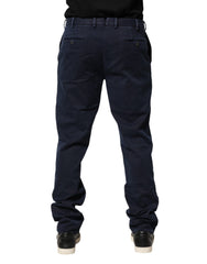 Santaniello Dark Blue Mid Waist Skinny Chino Trouser Pants