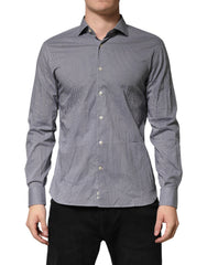 Domenico Tagliente Gray Patterned Long Sleeves Dress Shirt