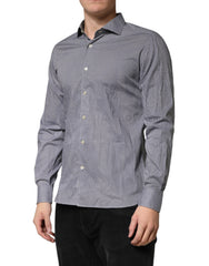 Domenico Tagliente Gray Patterned Long Sleeves Dress Shirt
