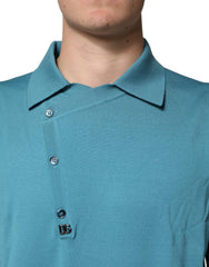 Dolce & Gabbana Teal Wool Collared Polo Pullover Sweater
