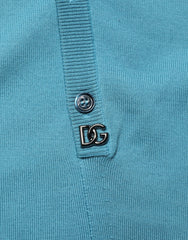 Dolce & Gabbana Teal Wool Collared Polo Pullover Sweater