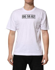 Dolce & Gabbana White Graphic Cotton Men Crew Neck T-shirt