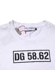 Dolce & Gabbana White Graphic Cotton Men Crew Neck T-shirt