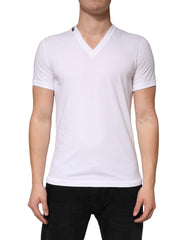 Dolce & Gabbana White Cotton Deep V-Neck Underwear Tee T-shirt