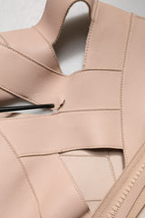 Dsquared² Beige Leather Short Sleeves Sheath Mini Dress