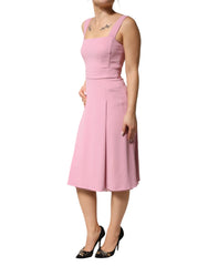 Dolce & Gabbana Pink Viscose Sleeveless Sheath Midi Dress