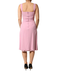 Dolce & Gabbana Pink Viscose Sleeveless Sheath Midi Dress