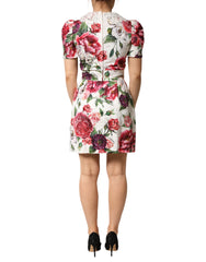 Dolce & Gabbana White Floral Embellished Sheath Mini Dress