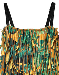 Dolce & Gabbana Multicolor Tropical Print Fringe Maxi Dress