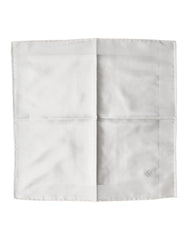 Dolce & Gabbana White Logo Silk Square Handkerchief Scarf