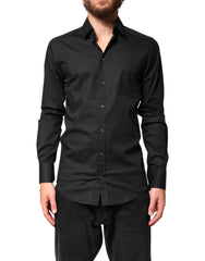 Dolce & Gabbana Black GOLD Cotton Men Dress Formal Shirt