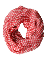 Dolce & Gabbana Red Checkered Plaid Neck Wrap Shawl  Scarf