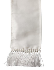 Dolce & Gabbana White Silk Fringes Neck Wrap Foulard  Scarf