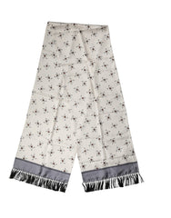 Dolce & Gabbana White Printed Fringes Wrap Foulard Men 183cm x 33cm Scarf