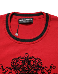 Dolce & Gabbana Red Lion Crown Logo Wool Crewneck Sweater