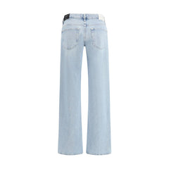 7FOR Light Blue Cotton Straight-Leg Jeans