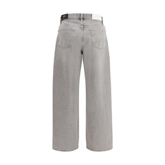 7FOR Gray Cotton Relaxed Fit Jeans