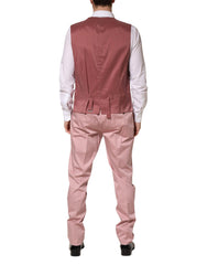 Dolce & Gabbana Pink Cotton Single Breasted 3 Piece Suit