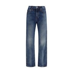 Khaite Blue Cotton High-Waisted Jean