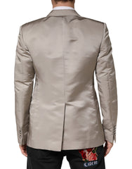 Dolce & Gabbana Beige Silk Single Breasted Jacket Men Blazer