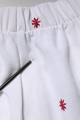 Department 5 White Floral Tapered High Waist Cropped Pants