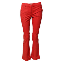 PT Torino Red Flared Mid Waist Chino Casual Trouser Pants